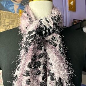 Fuzzy Abstract Knit Scarf